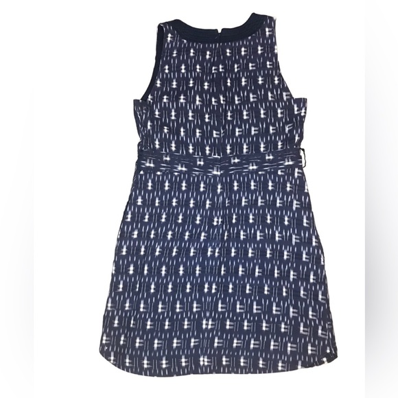 J. Crew “Ikat Print Wrap” Sleeveless V-Neck Cotton/Linen Dress Navy Print Size 6 - Picture 7 of 9